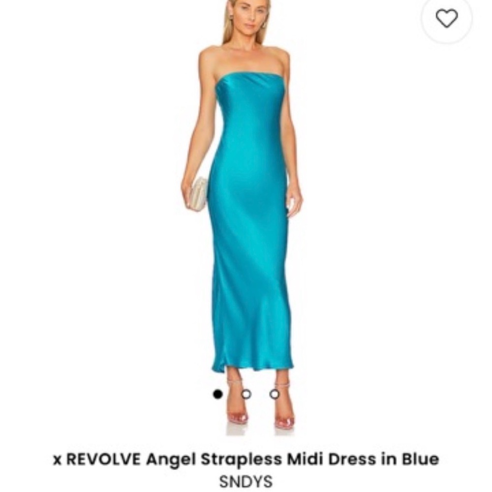 SNDYS Strapless Midi Dress in Vibrant Blue